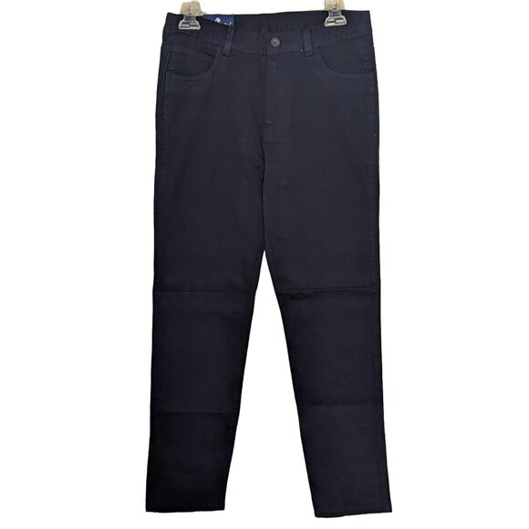 Boys Izod Uniform Pants Size 18 Navy Blue 5 Pocket Adjustable Waist Reinforced K - Picture 1 of 6